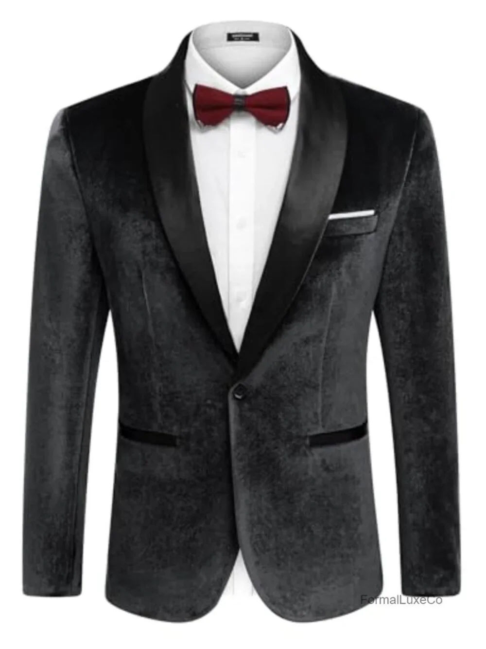 Men's Velvet Tuxedo Jacket One Button Slim Fit Dinner Prom Wedding Blazer